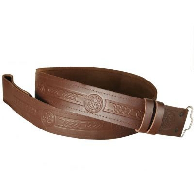 New Scottish Brown Leather Kilt Belt For Tartan Kilts With Out Buckle Belt