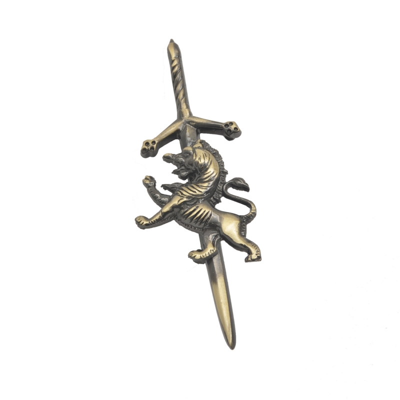 Scottish Rampart Lion Kilt Pin/Scottish Kilt Pin Brass Antique Finish/Kilt Pin