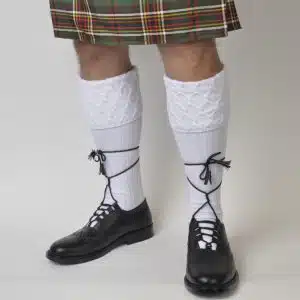 Deluxe White Cable Knit Kilt Hose