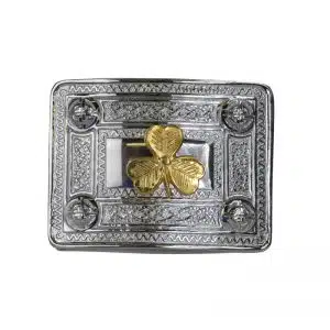 Gold Shamrock Belt Buckle